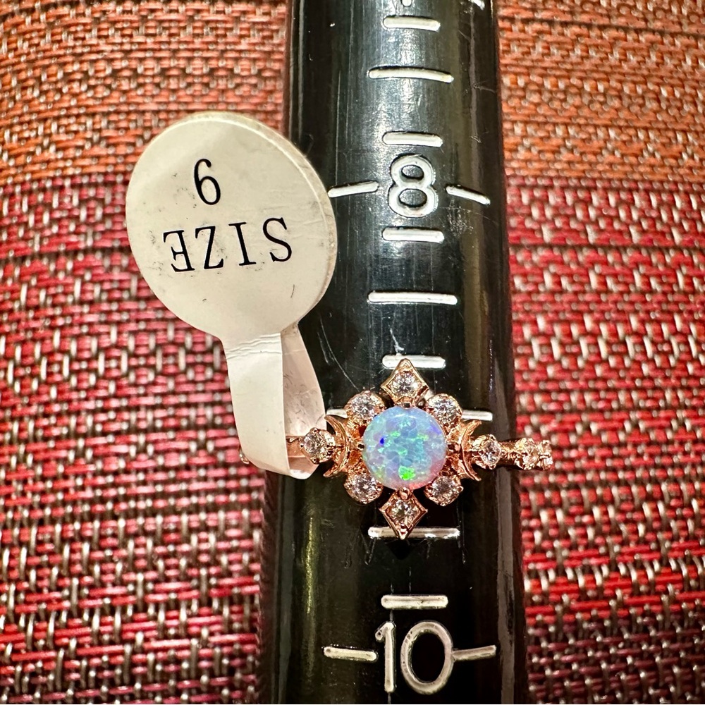 Fragrant Jewels Iridescent Opal Ring with Crystal Accents